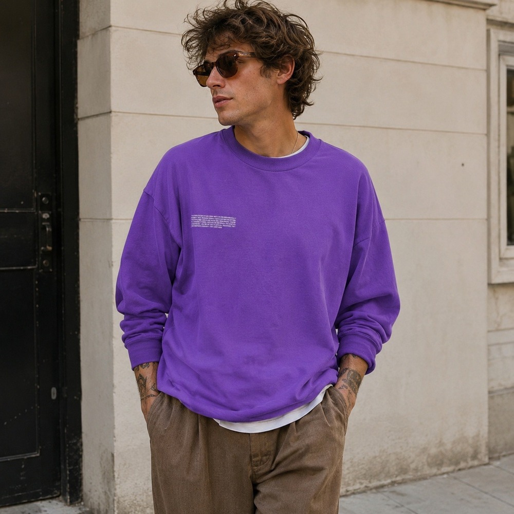 Pangaia Unisex Organic Cotton Sweatshirt Purple Northern Lights Crew Neck Medium